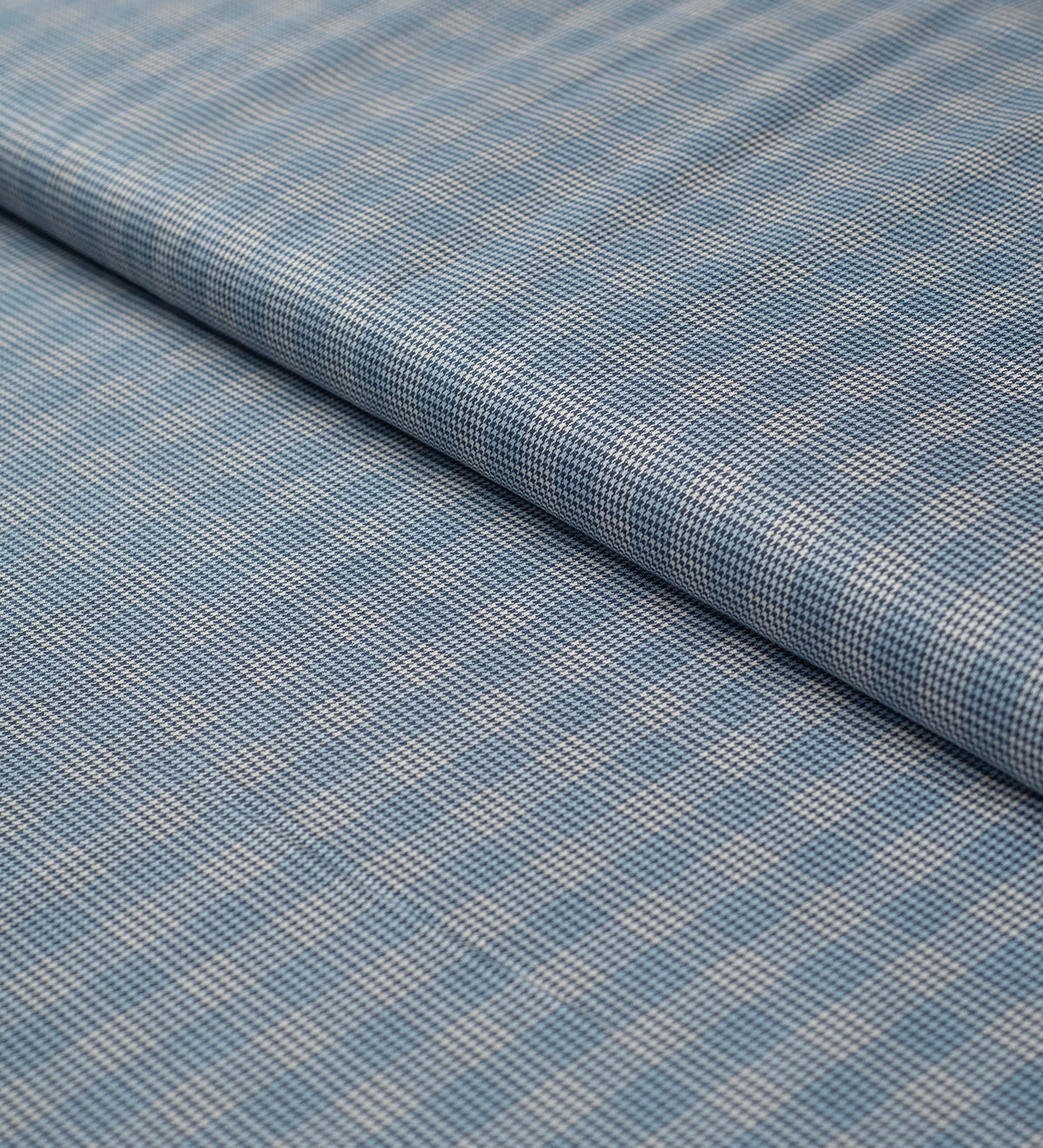 Navy Ivory Houndstooth (Unstitched Shirting Fabric)