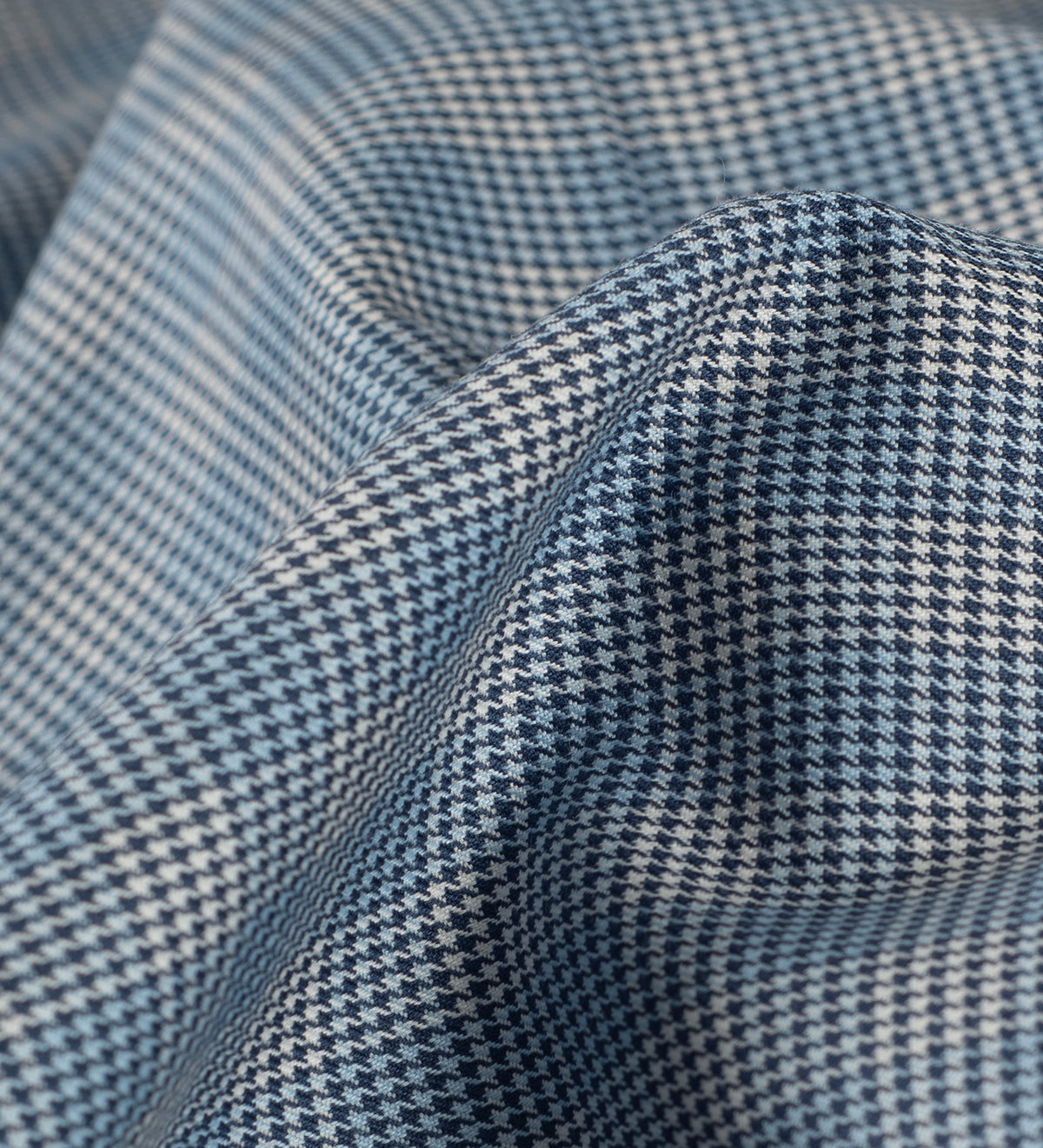 Navy Ivory Houndstooth (Unstitched Shirting Fabric)