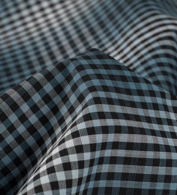 Midnight Blue Windowpane(Unstitched Shirting Fabric)
