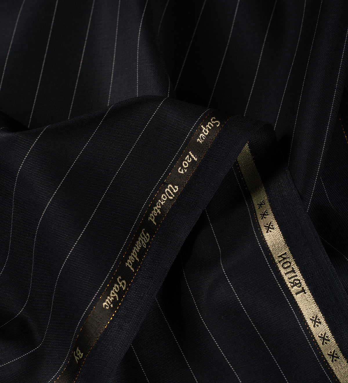 Midnight Chalk Stripe Super 120's (Unstitched Suiting Fabric)