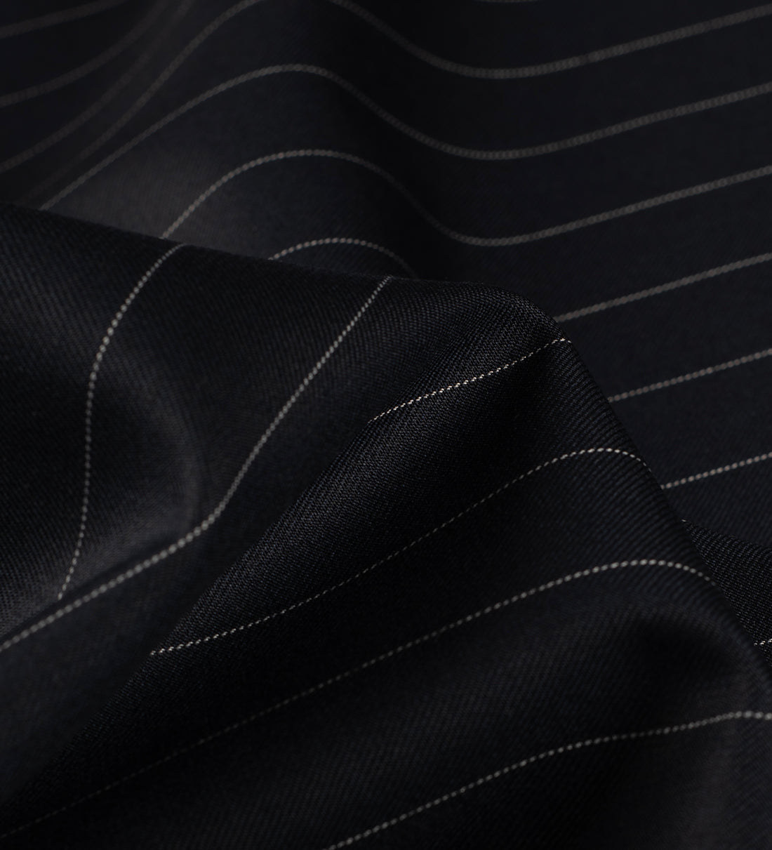 Midnight Chalk Stripe Super 120's (Unstitched Suiting Fabric)