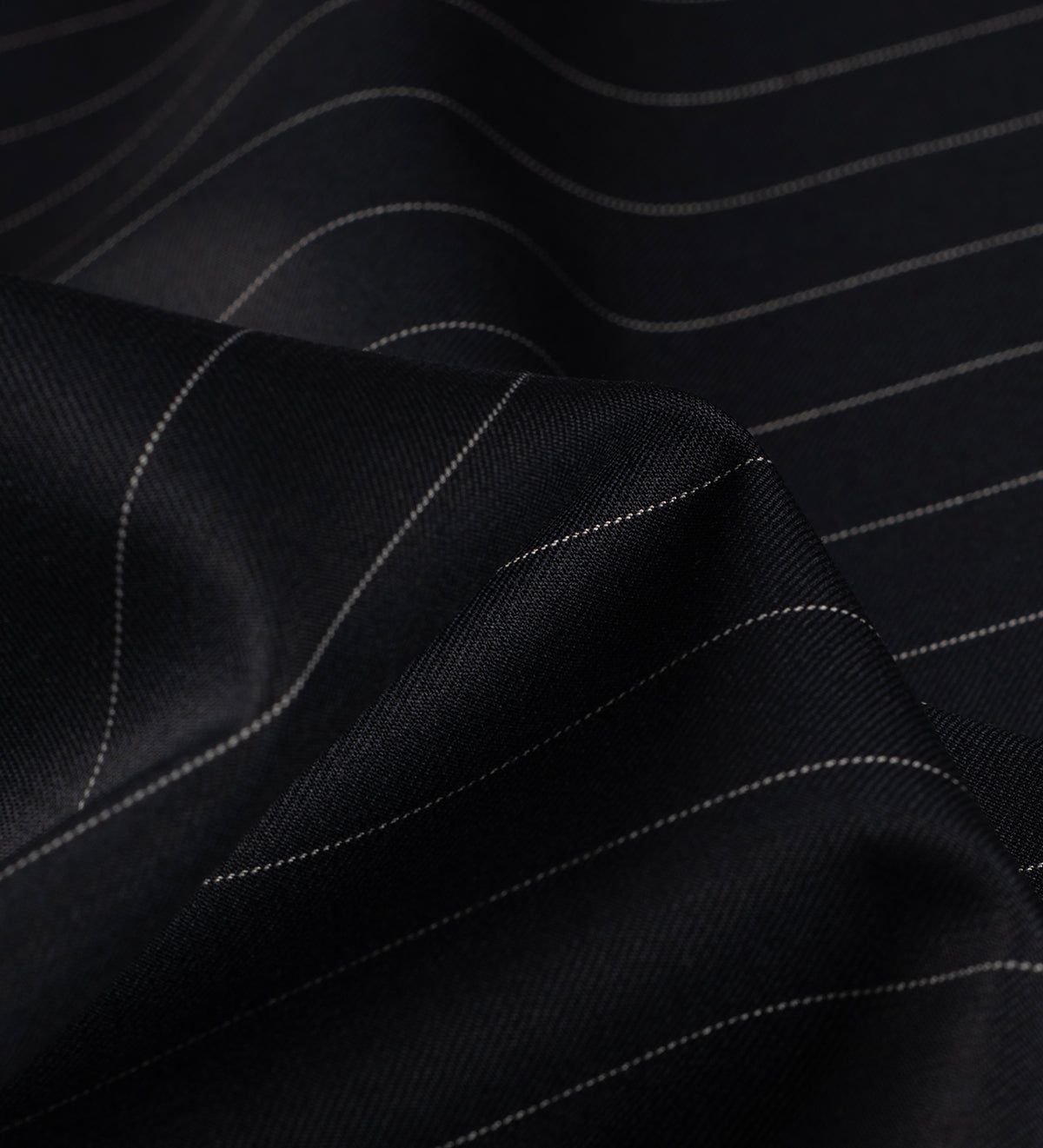 Midnight Chalk Stripe Super 120's (Unstitched Suiting Fabric)