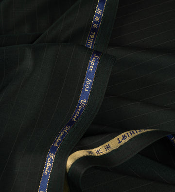 Forest Noir Pinstripe Super 120's (Unstitched Suiting Fabric)