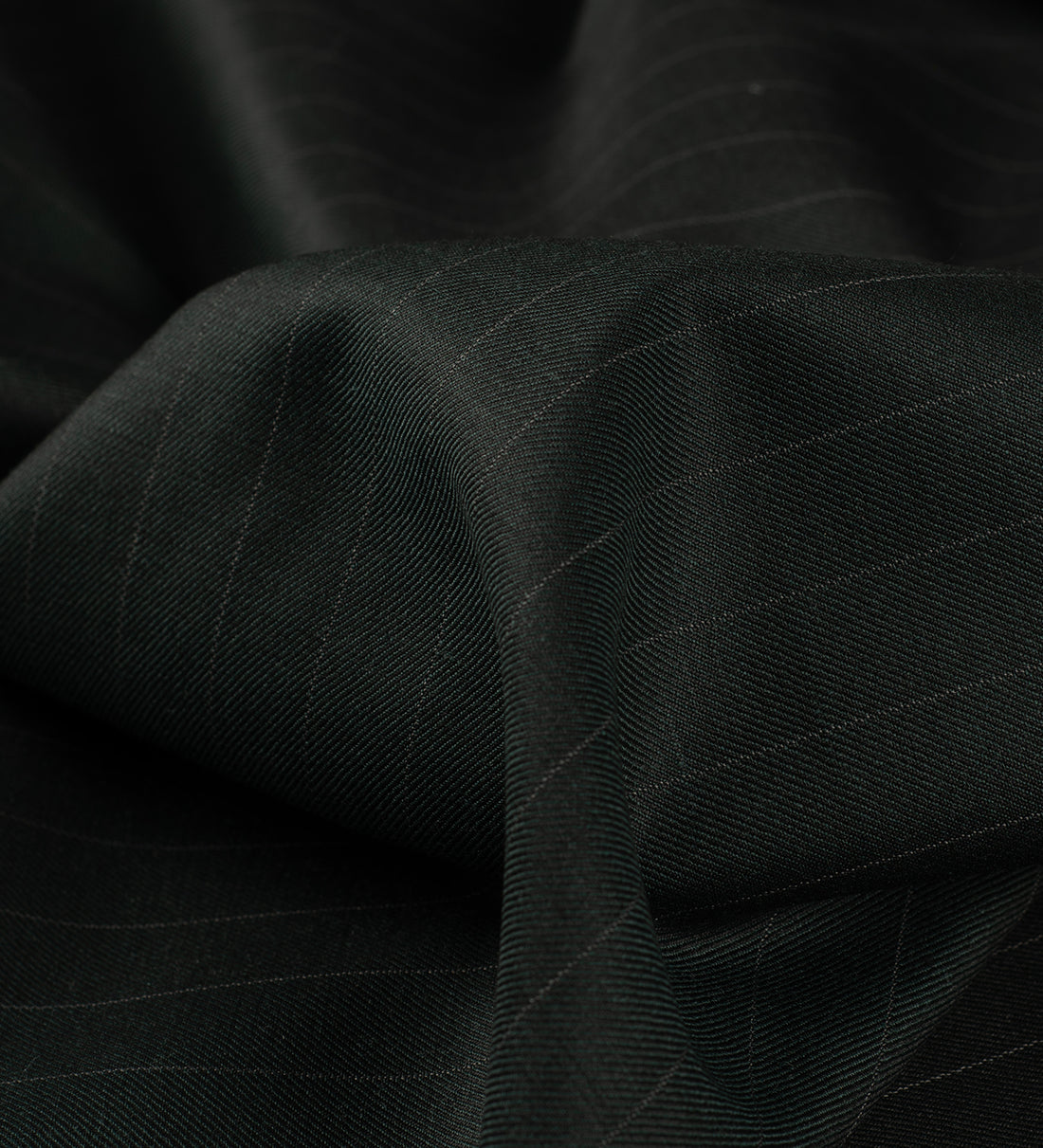 Forest Noir Pinstripe Super 120's (Unstitched Suiting Fabric)
