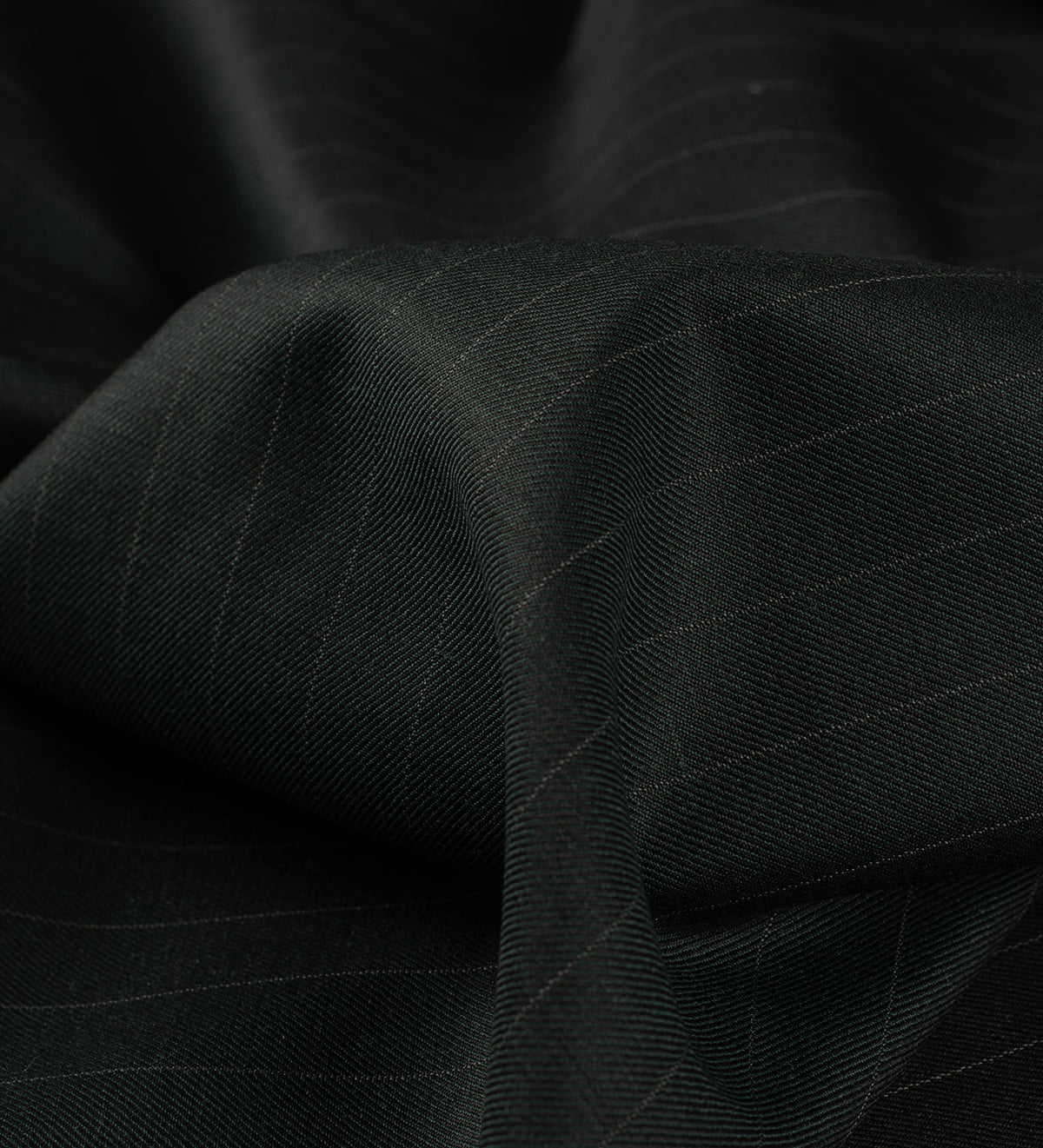 Forest Noir Pinstripe Super 120's (Unstitched Suiting Fabric)