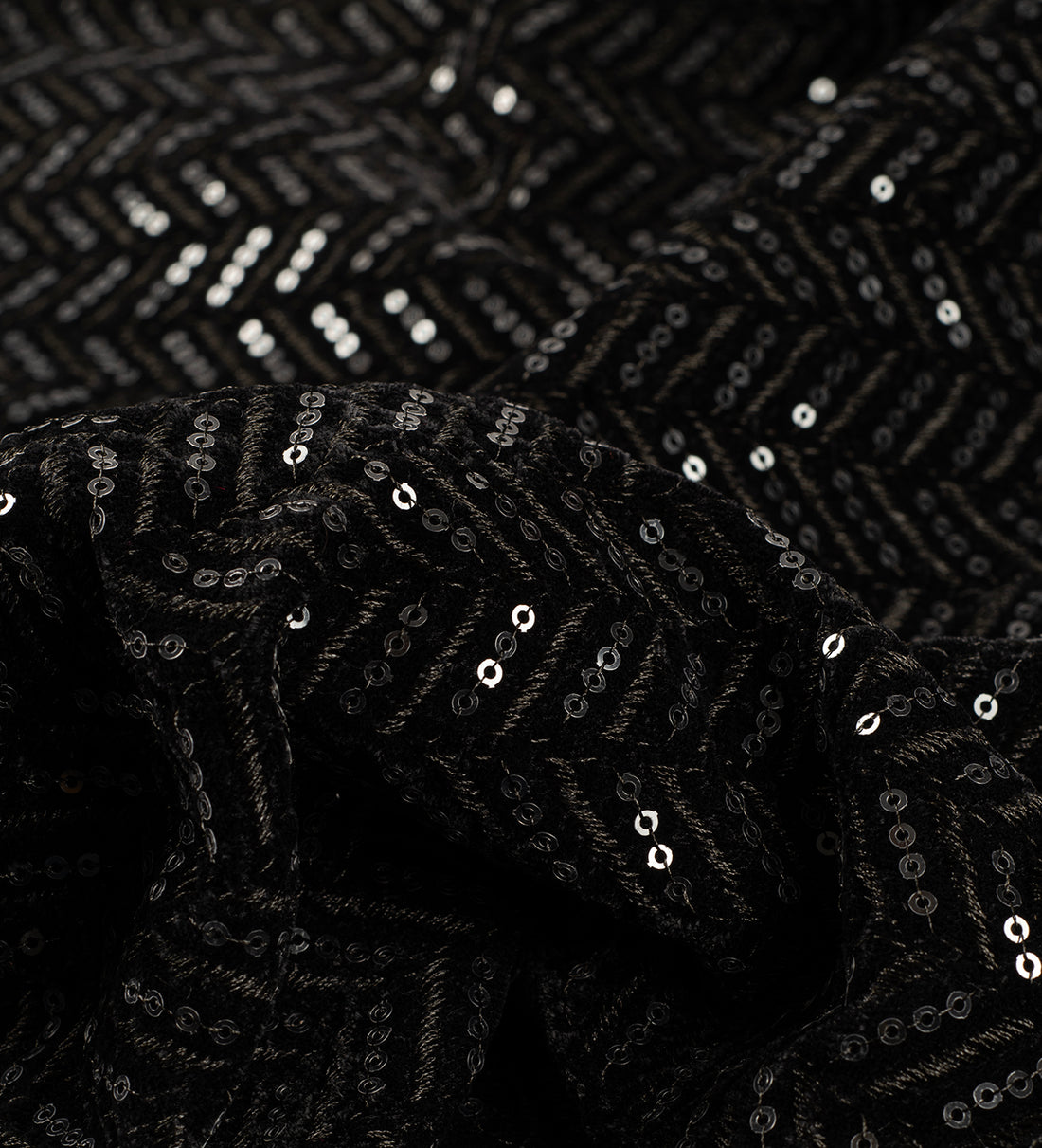 Noir Sequin Velvet (Unstitched Ethnic Fabric)