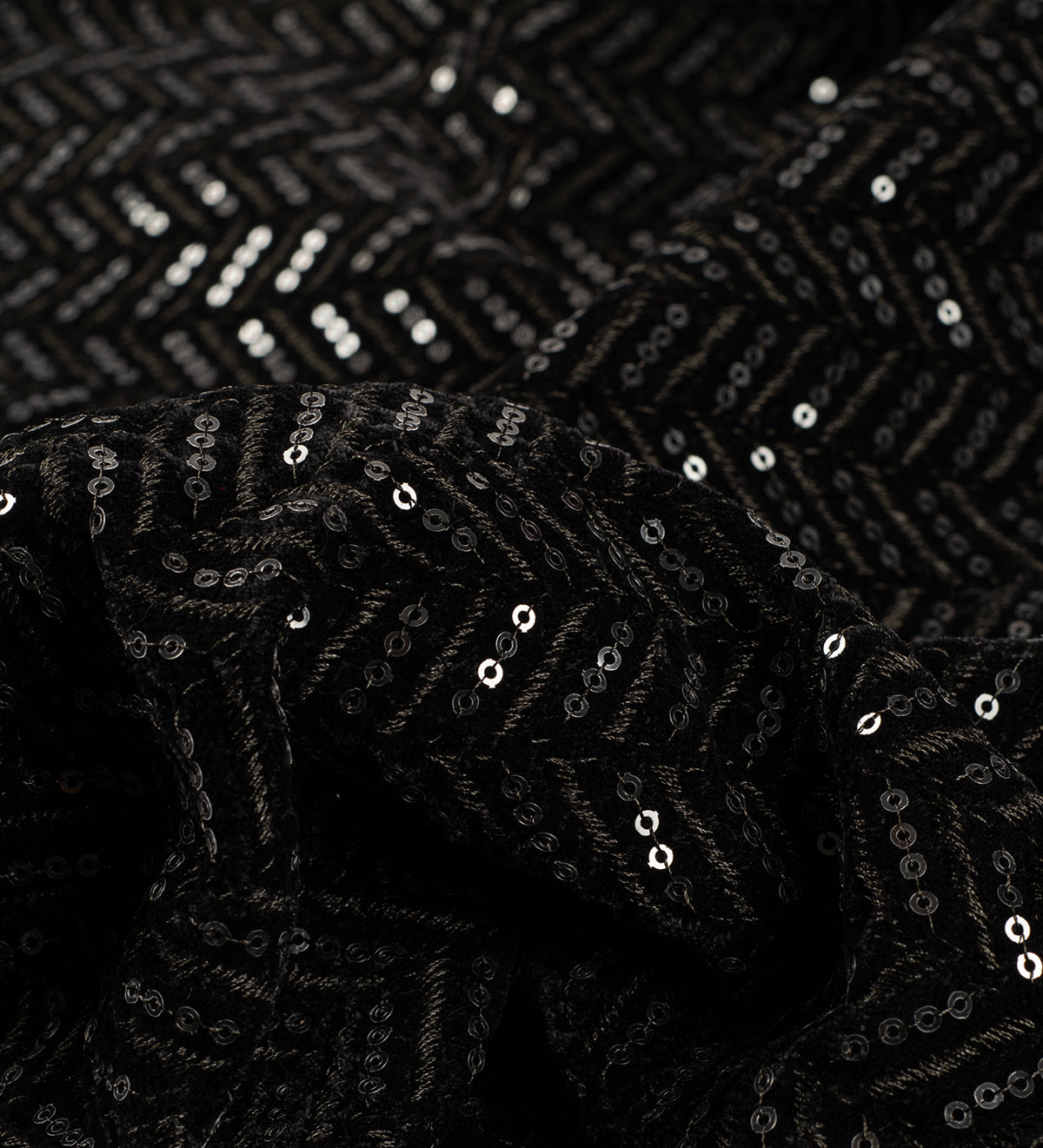 Noir Sequin Velvet (Unstitched Ethnic Fabric)