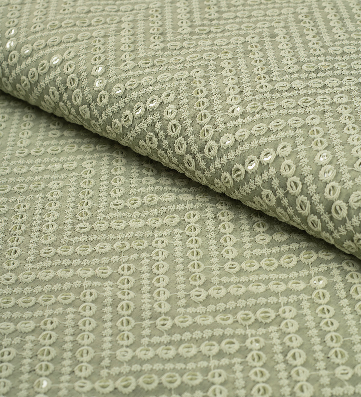 Sage Rose Chikankari (Unstitched Ethnic Fabric)