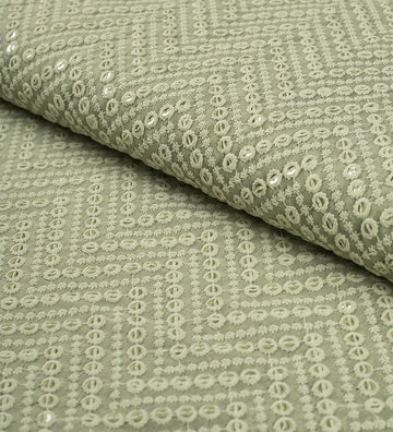Sage Rose Chikankari (Unstitched Ethnic Fabric)
