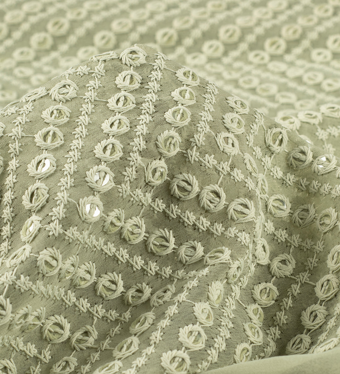 Sage Rose Chikankari (Unstitched Ethnic Fabric)