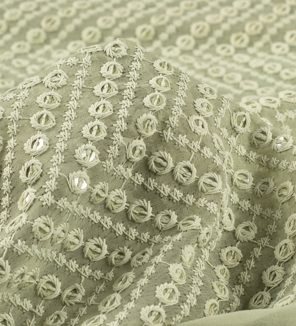 Sage Rose Chikankari (Unstitched Ethnic Fabric)