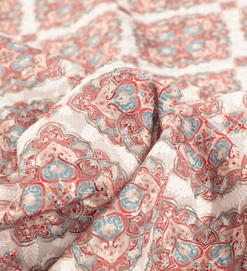 Coral Azure Kalamkari (Unstitched Ethnic Fabric)