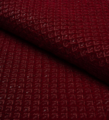 Burgundy Velvet Royale (Unstitched Ethnic Fabric)