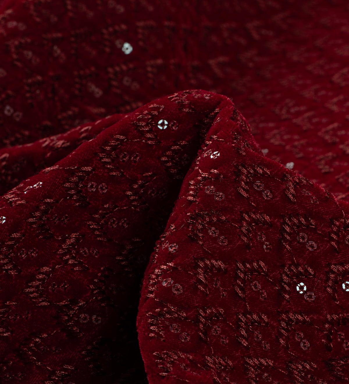Burgundy Velvet Royale (Unstitched Ethnic Fabric)