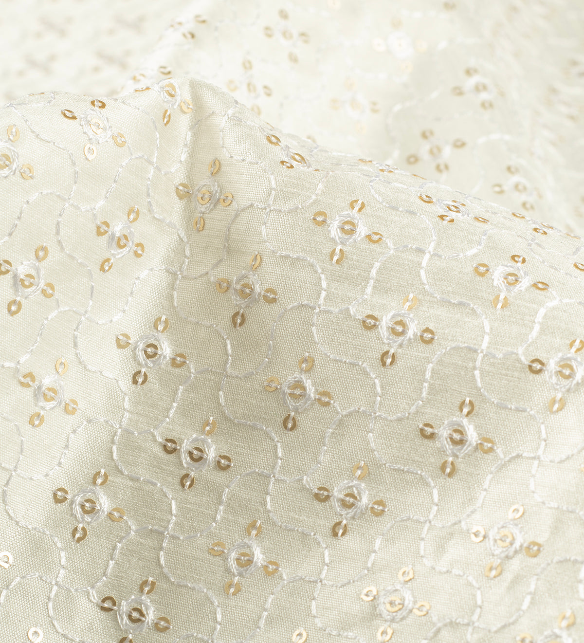 Ivory Pearl Rosette (Unstitched Ethnic Fabric)