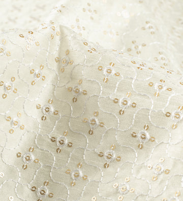 Ivory Pearl Rosette (Unstitched Ethnic Fabric)