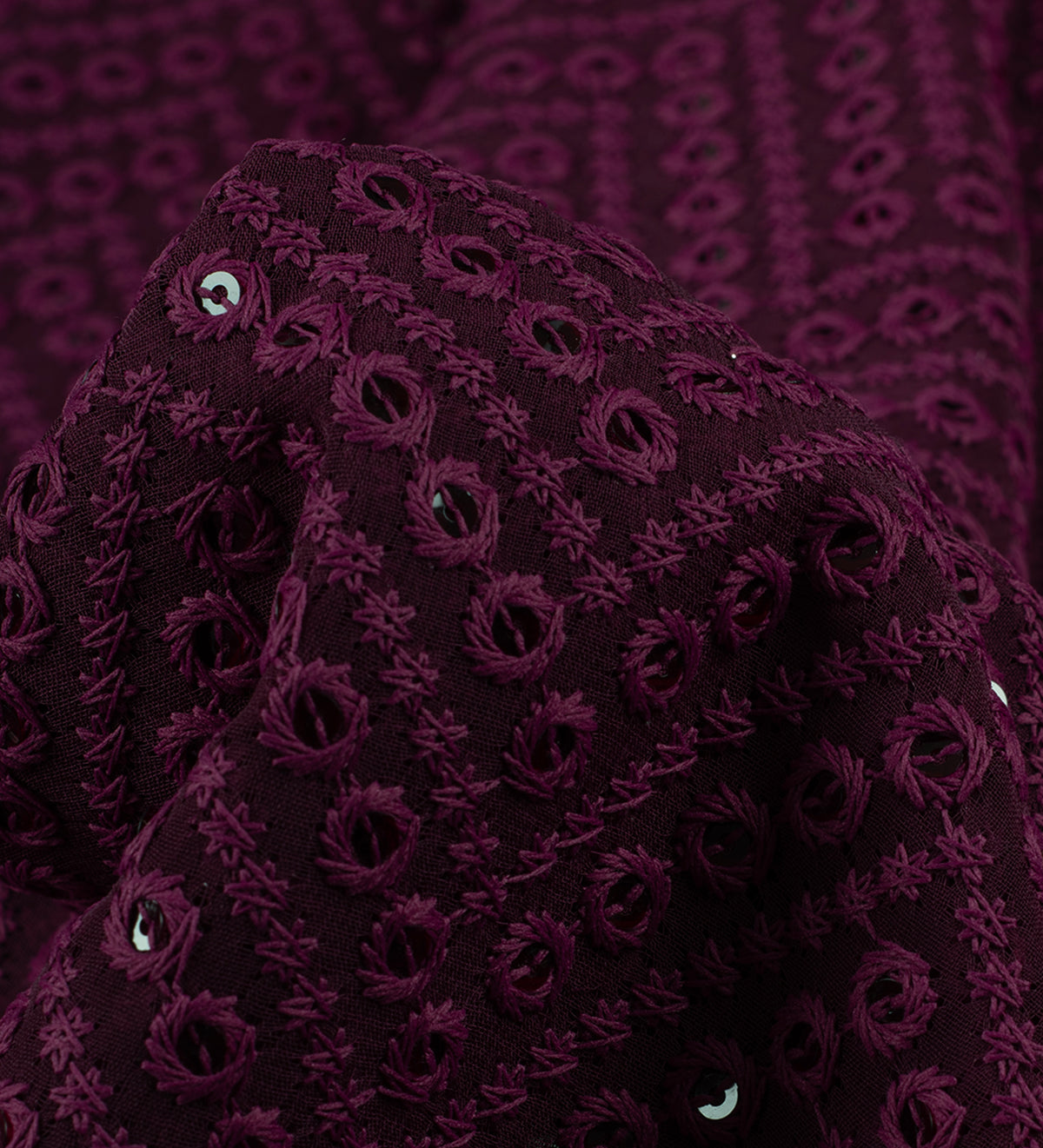 Plum Noir Rosette (Unstitched Ethnic Fabric)