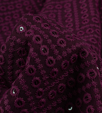 Plum Noir Rosette (Unstitched Ethnic Fabric)