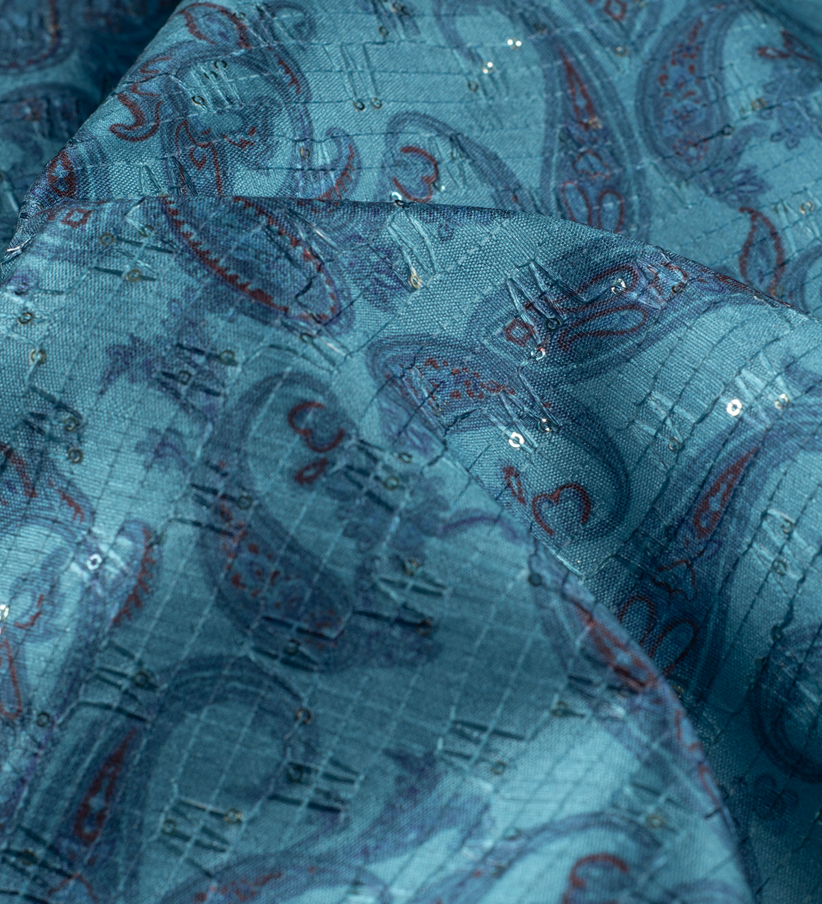 Azure Heritage Jacquard (Unstitched Ethnic Fabric)