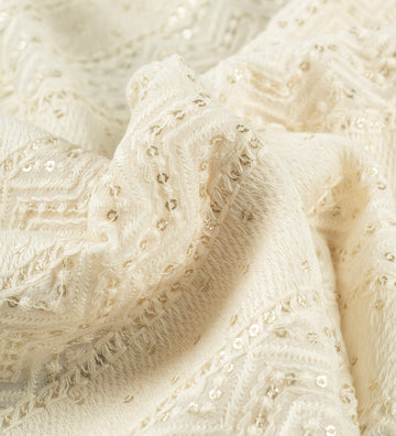 Ivory Pearl Doria (Unstitched Ethnic Fabric)