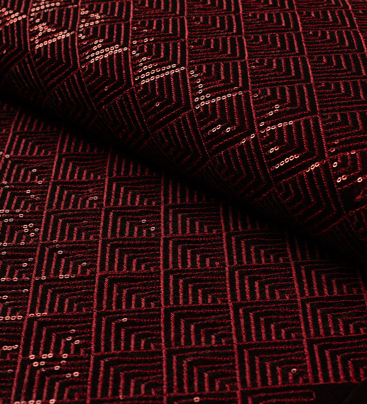 Crimson Noir Luxe (Unstitched Ethnic Fabric)