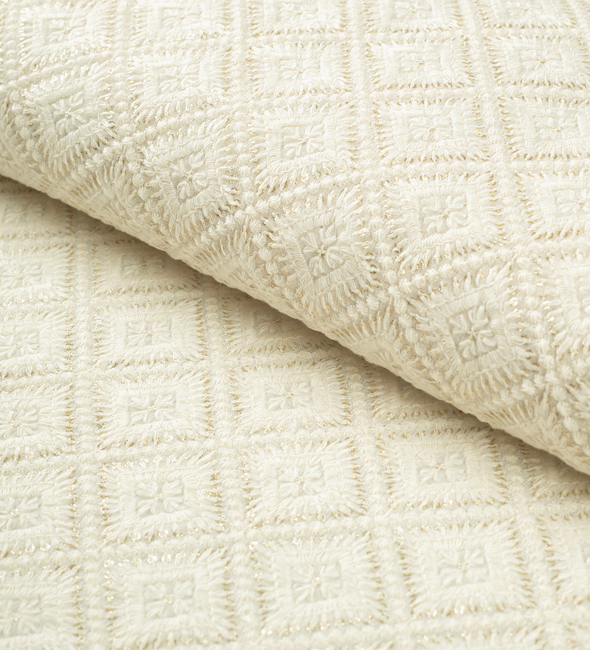 Ivory Luxe Threadwork (Unstitched Ethnic Fabric)