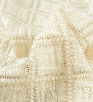 Ivory Luxe Threadwork (Unstitched Ethnic Fabric)