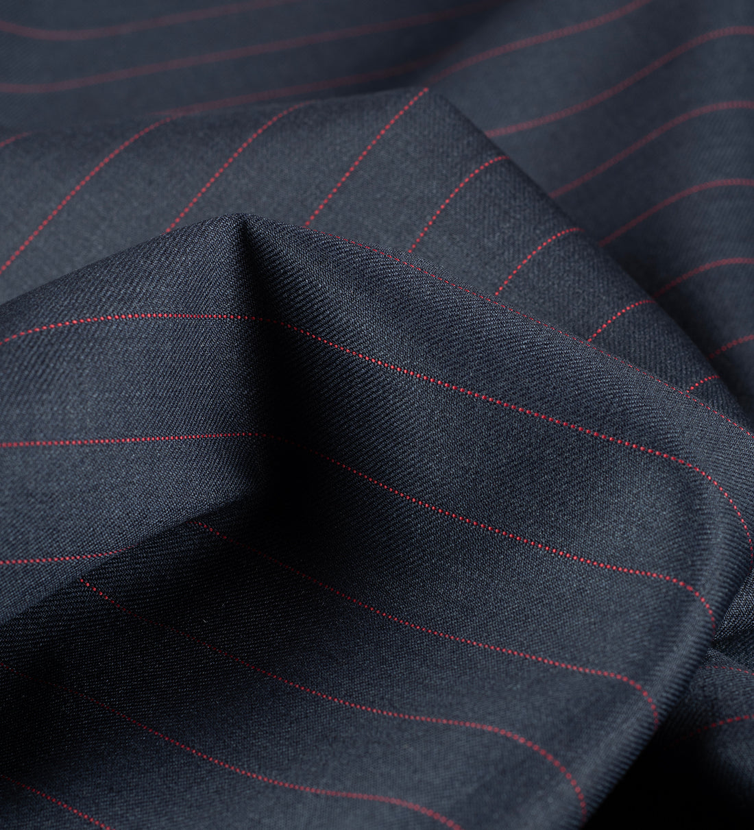 Midnight Bordeaux Pinstripe super 130's by Vercelli Italy (Unstitched Suiting Fabric)
