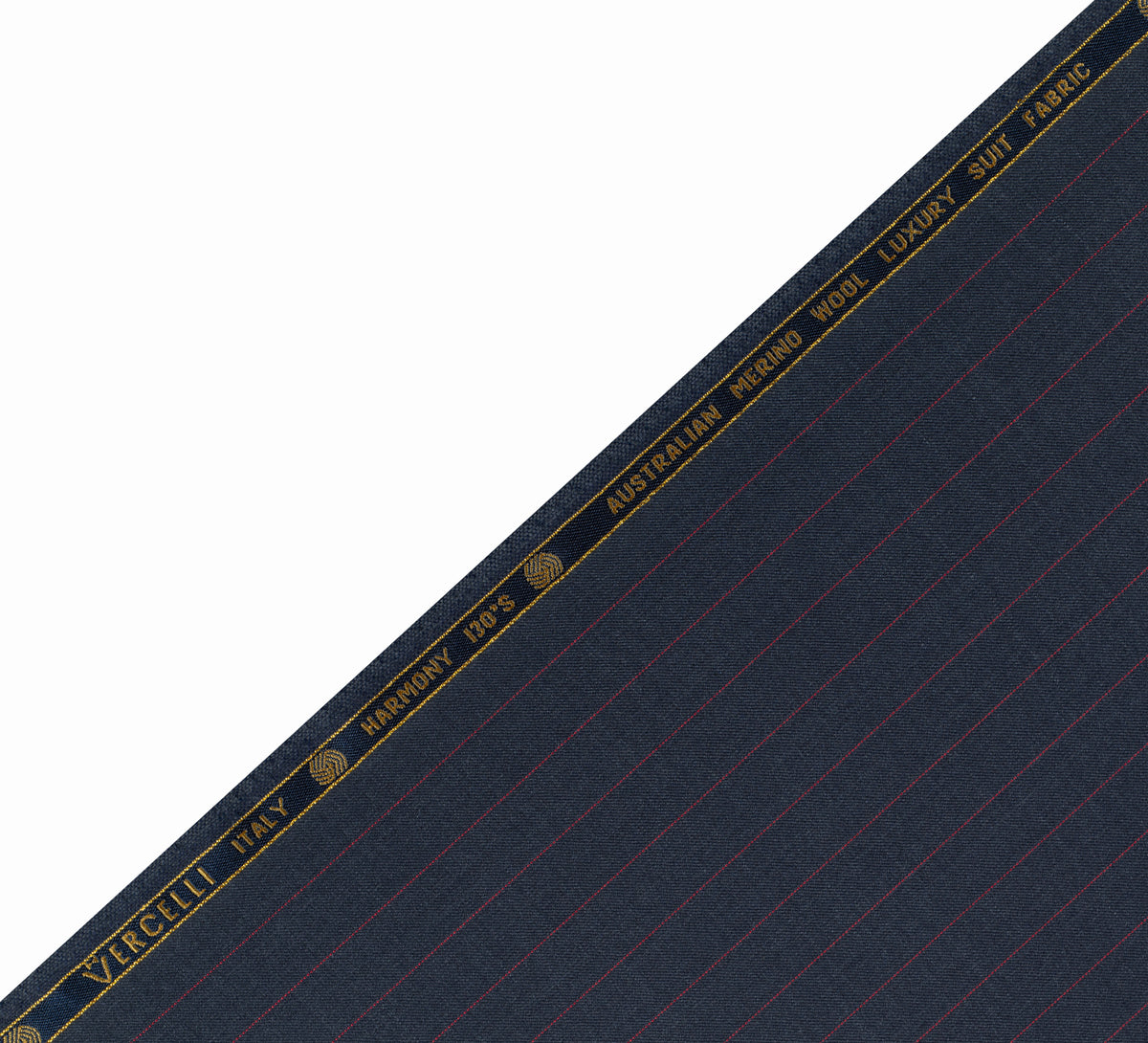Midnight Bordeaux Pinstripe super 130's by Vercelli Italy (Unstitched Suiting Fabric)