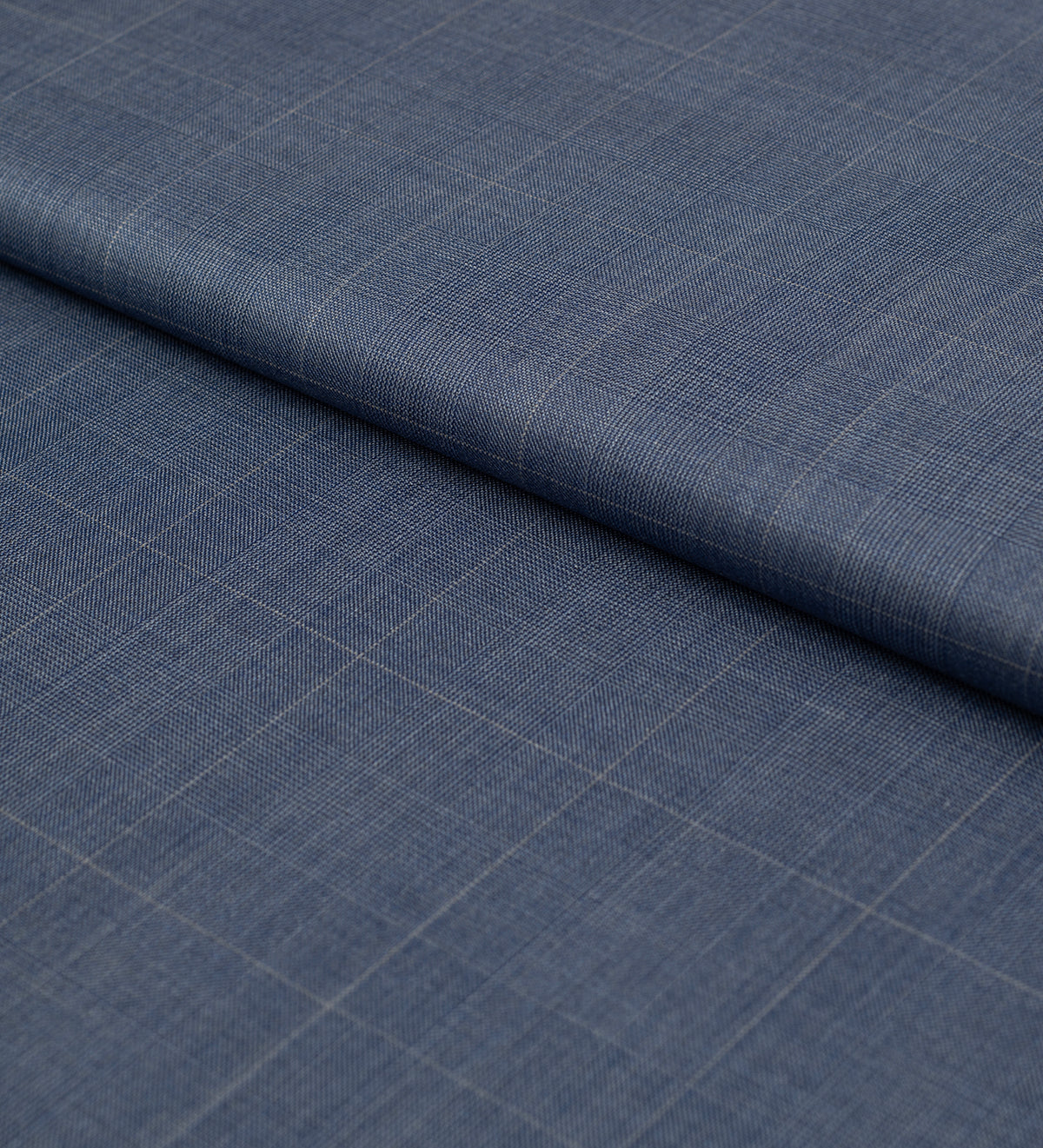 Steel Blue Harmony Check super 120's by Vercelli Italy (Unstitched Suiting Fabric)