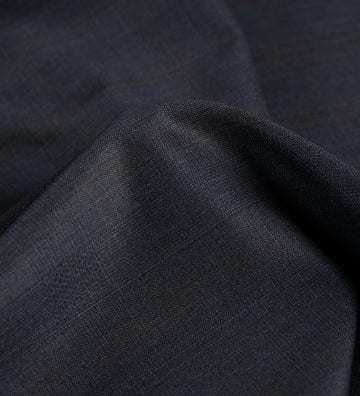 Midnight Burgundy Windowpane super 150's by Vercelli Italy (Unstitched Suiting Fabric)