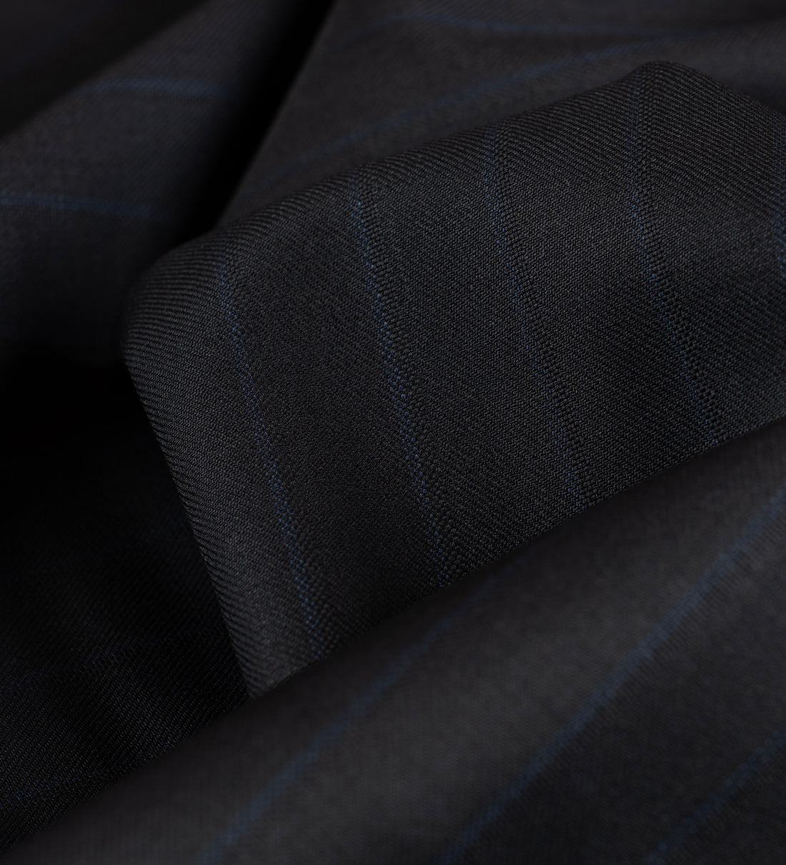 Midnight Navy Regal Pinstripe super 130's by Vercelli Italy (Unstitched Suiting Fabric)