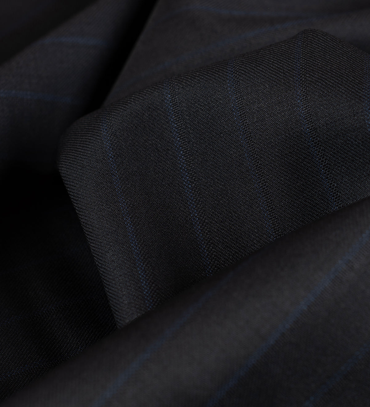 Midnight Navy Regal Pinstripe super 130's by Vercelli Italy (Unstitched Suiting Fabric)