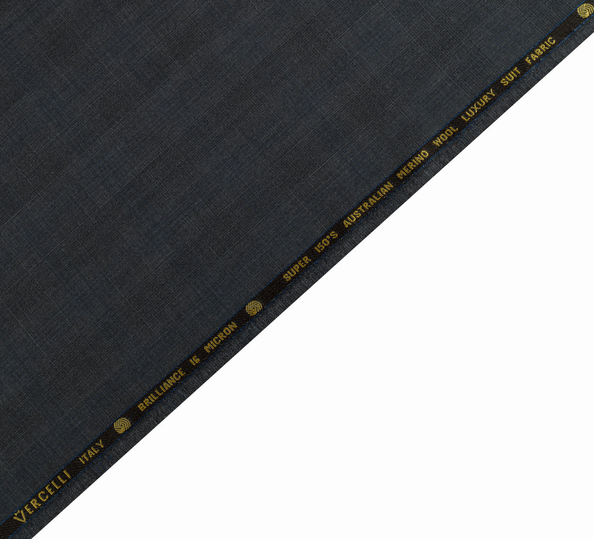 Graphite Shadow Windowpane super 150's by Vercelli Italy (Unstitched Suiting Fabric)