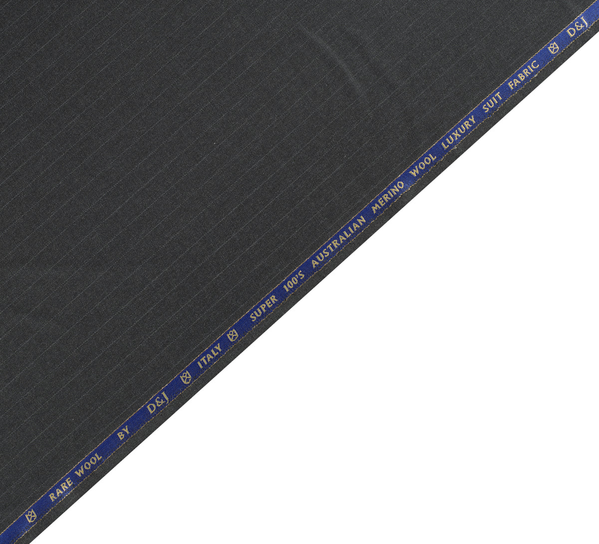 Charcoal stripes Super 100's By Rare Wool (Unstitched Suiting Fabric)