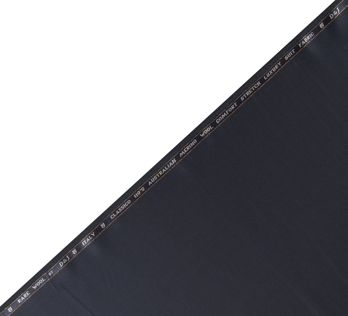 Midnight Herringbone Super 110's By Rare Wool (Unstitched Suiting Fabric)