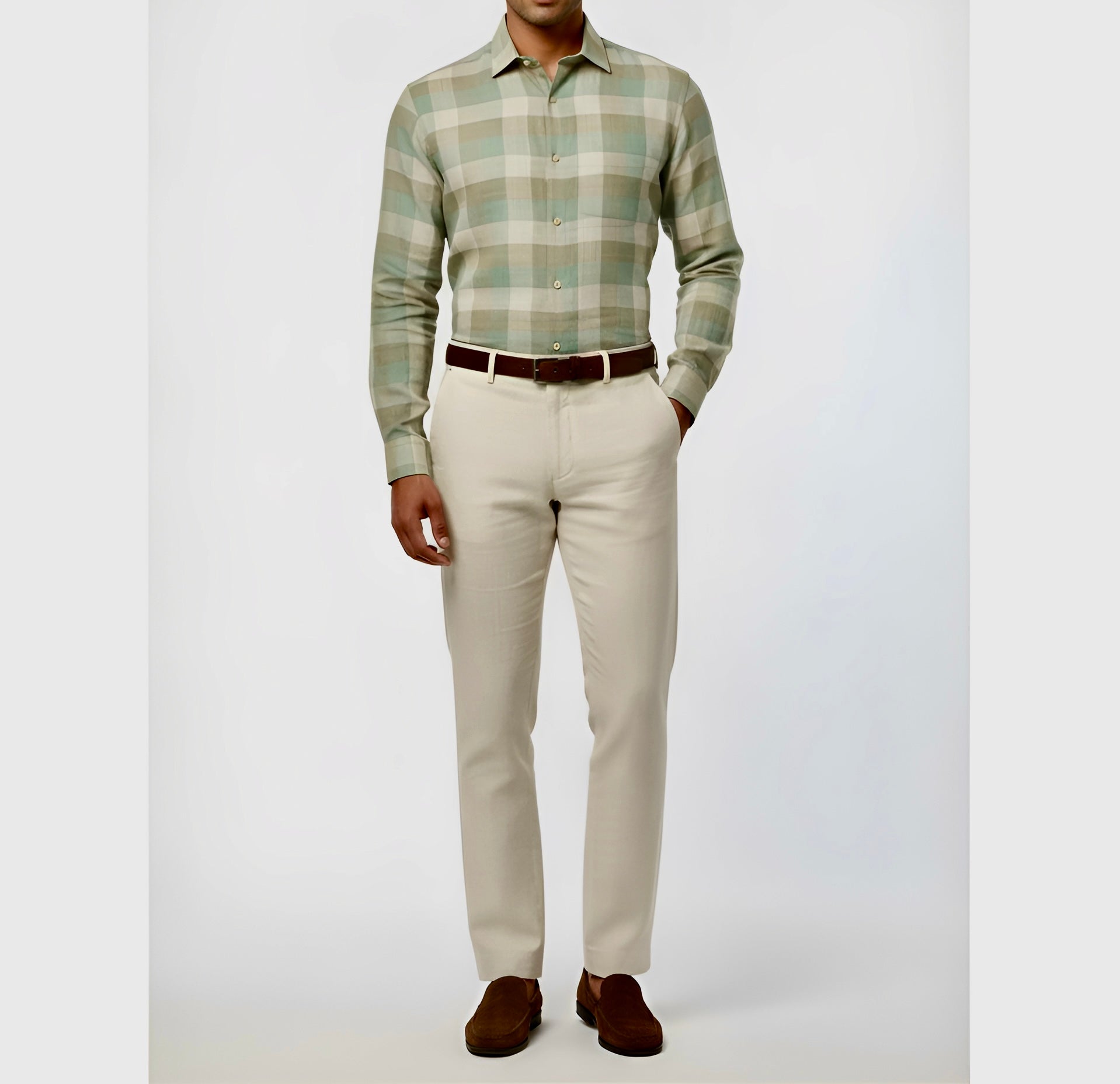 Herbal Khaki by Linen Club (Unstitched Shirting and Kurta Fabric)