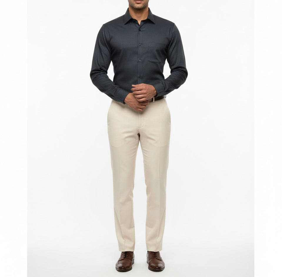 Shadow Navy by Luthai (Unstitched Shirting Fabric)