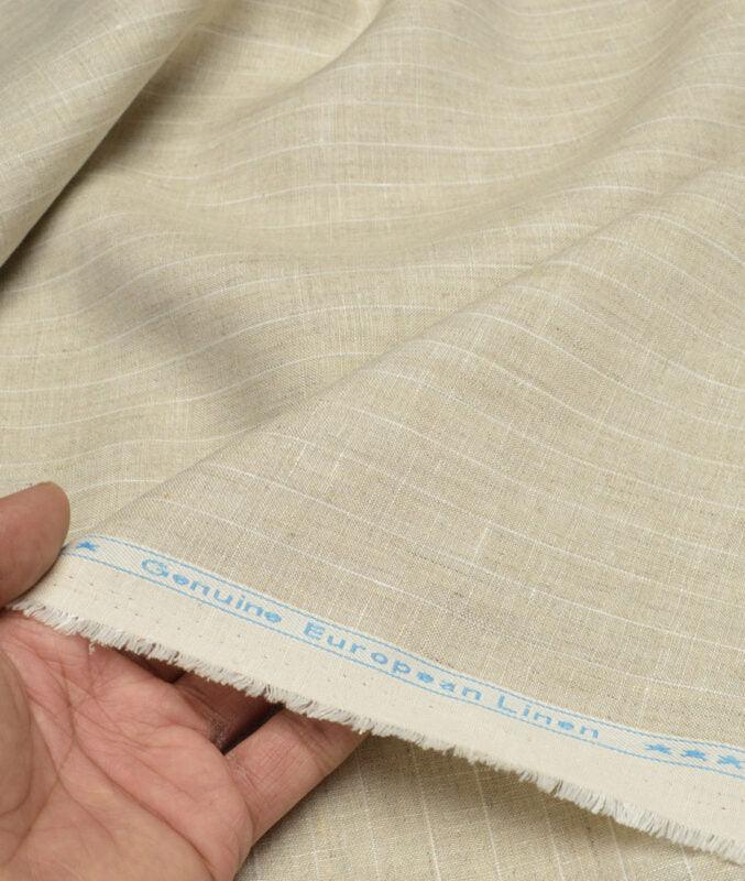 Beige Baron Linen By Linen Club (Unstitched Suiting Fabric) - Detailory