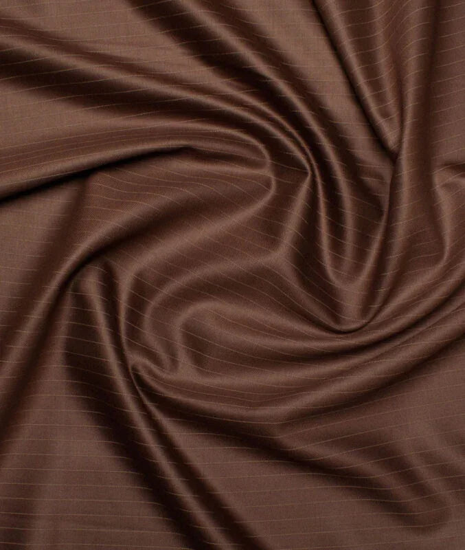 Mocha Bronze Stripe By D&J Italy (Unstitched Suiting Fabric) - Detailory