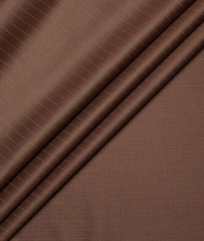 Mocha Bronze Stripe By D&J Italy (Unstitched Suiting Fabric) - Detailory