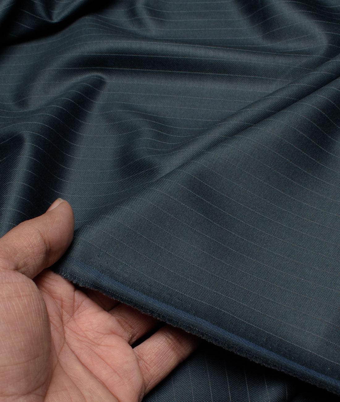 Dark Peacock Blue By D&J Italy (Unstitched Suiting Fabric) - Detailory