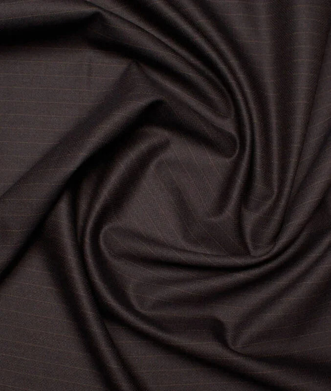 Chocolate Brown Stripe By D&J Italy (Unstitched Suiting Fabric) - Detailory