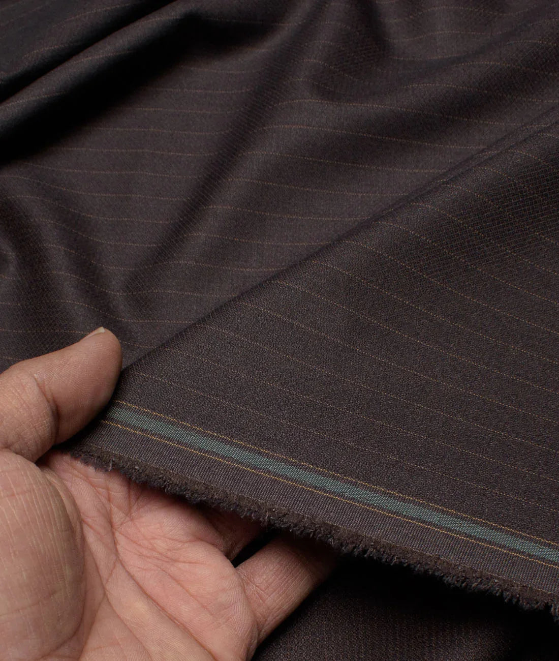 Chocolate Brown Stripe By D&J Italy (Unstitched Suiting Fabric) - Detailory