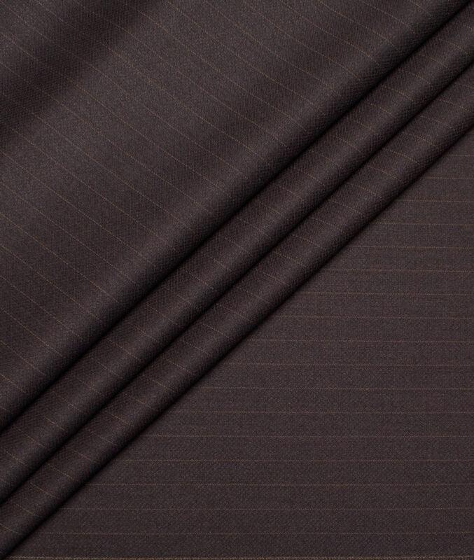 Chocolate Brown Stripe By D&J Italy (Unstitched Suiting Fabric) - Detailory