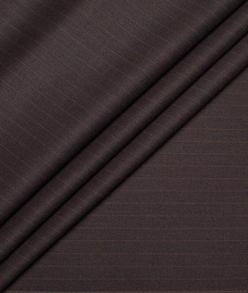 Chocolate Brown Stripe By D&J Italy (Unstitched Suiting Fabric) - Detailory