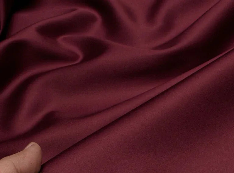 Dark Wine Satin By Vercelli Italy (Unstitched Shirting Fabric) - Detailory