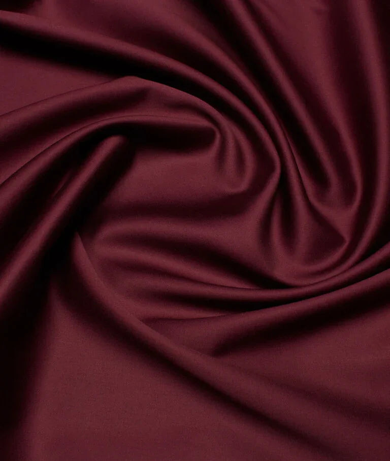 Dark Wine Satin By Vercelli Italy (Unstitched Shirting Fabric) - Detailory