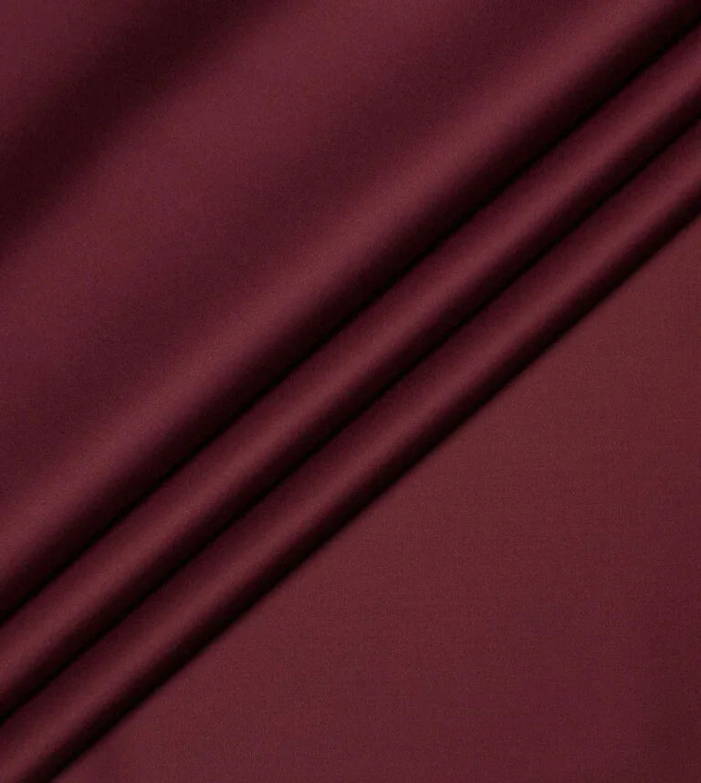 Dark Wine Satin By Vercelli Italy (Unstitched Shirting Fabric) - Detailory