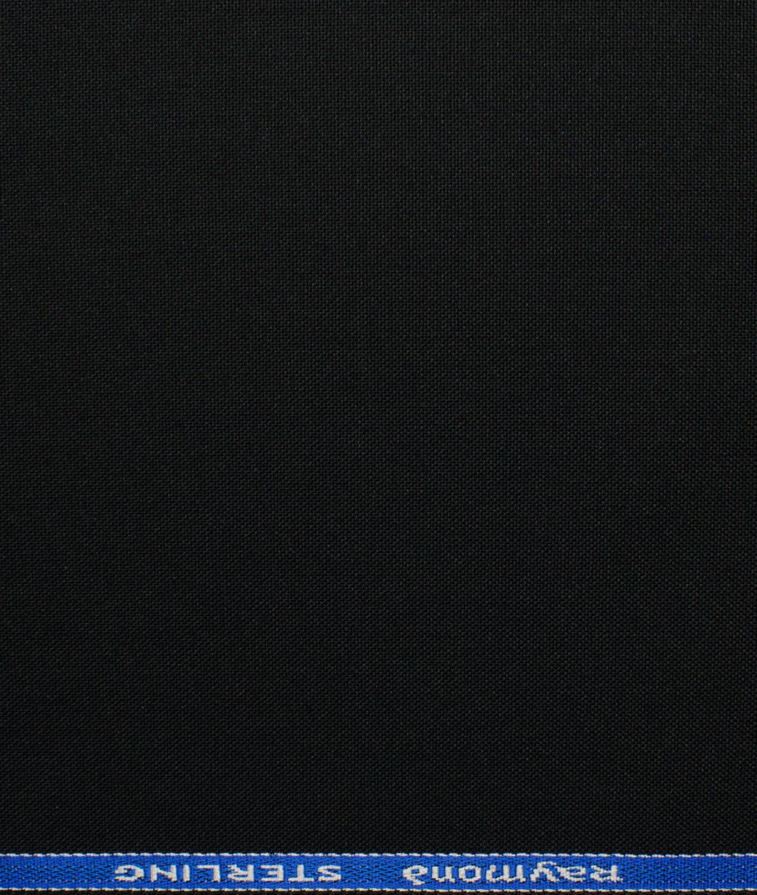 Polyester Viscose Solids by Raymond (Unstitched Matty Suiting Fabric (Black) - Detailory